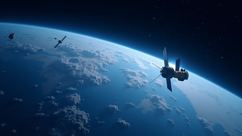 Satelīti orbītā virs Zemes, kosmosa tehnoloģija